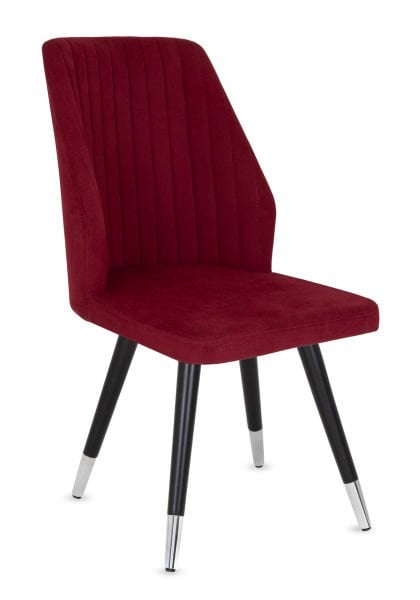 Fast Modern Dekoratif Ahşap Siyah Ayak Bordo Kumaş Salon Sandalyesi | Ergonomik, Şık ve Dayanıklı Kafe, Restaurant, Otel Sandalyesi