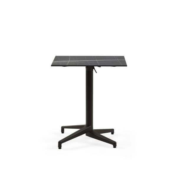 Siyah Mermer Desenli Katlanır Compact Bahçe Masası