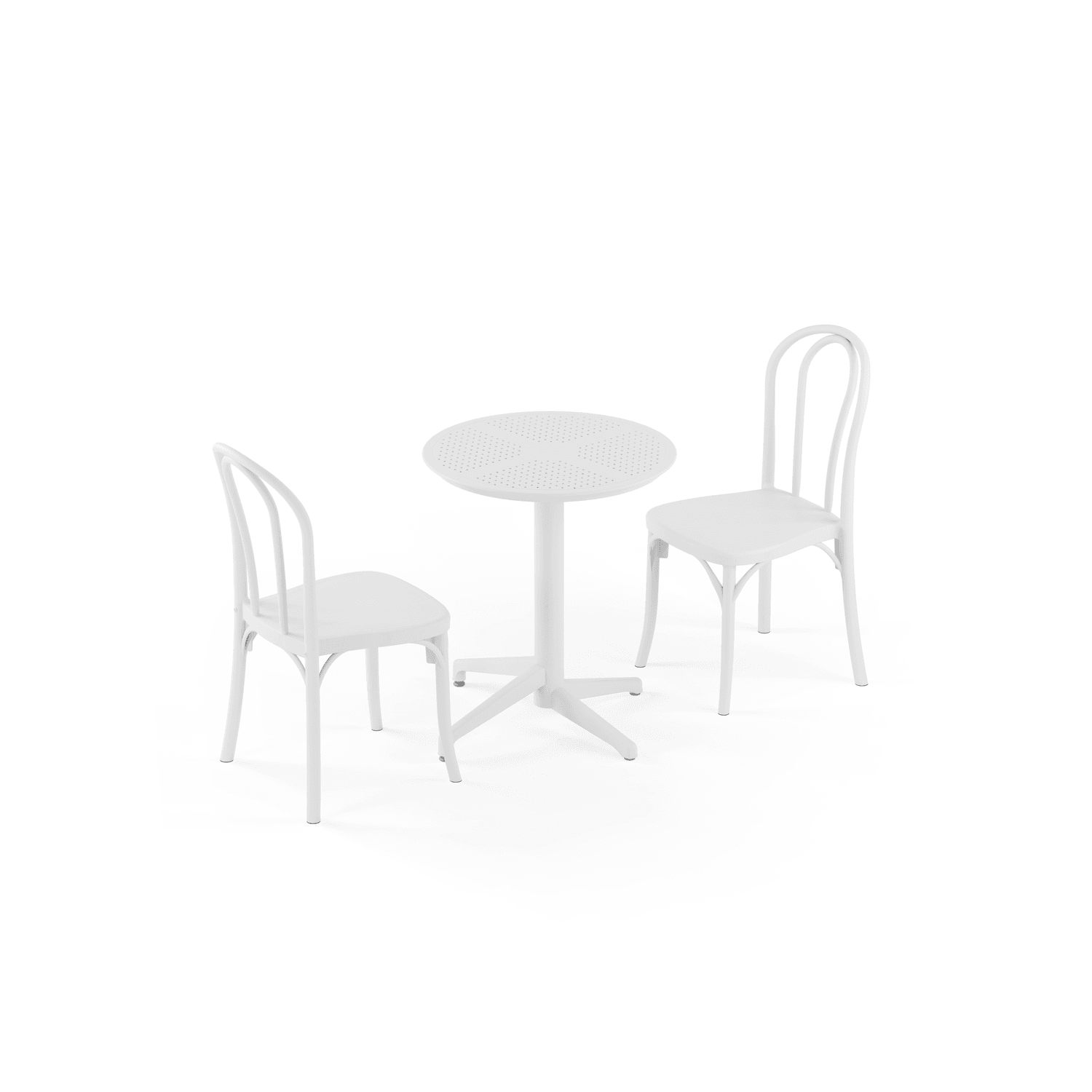 Beyaz Katlanır Yuvarlak Bahçe Masa Sandalye 2 Kişilik 60 cm