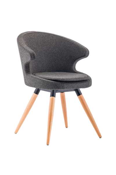 Dali Gürgen Ağacı Kayın Ayak Poliüretan Sünger Antrasit Gri Kaşe Kumaş Rahat Sandalye Modeli