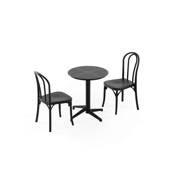 Siyah 2 Kişilik Katlanır Bahçe Masa Sandalye Takımı 60 cm