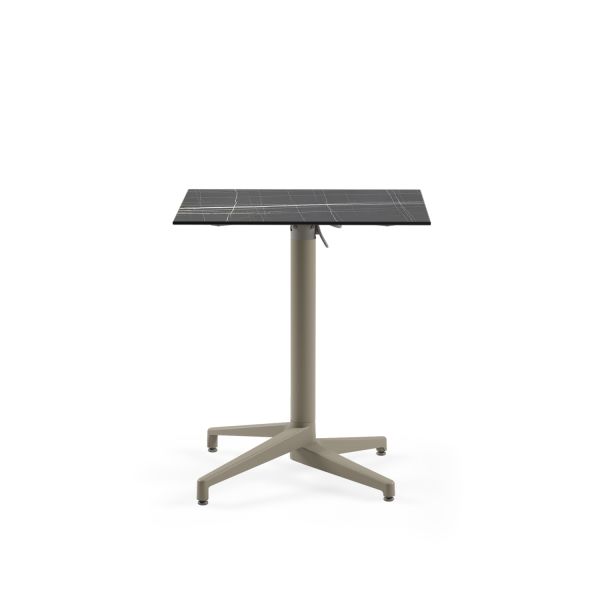 Siyah Mermer Desenli Katlanır Compact Bahçe Masası 69x69