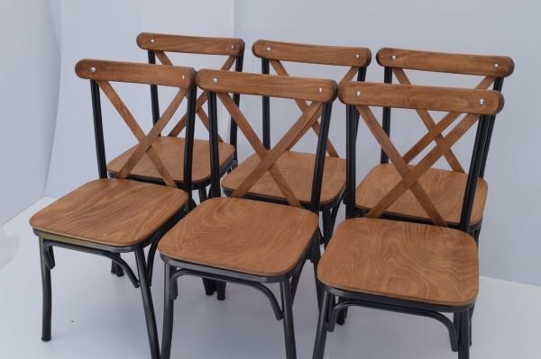Siyah Metal Ve Ceviz Ahşap 6 Adet Tonet Sandalye