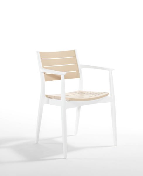 Hafif ve Şık Beyaz Fildişi Bahçe Sandalyesi Pratik ve İstiflenebilir Dış Mekan Mobilyası