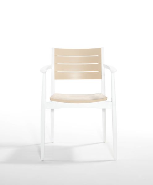 Hafif ve Şık Beyaz Fildişi Bahçe Sandalyesi Pratik ve İstiflenebilir Dış Mekan Mobilyası