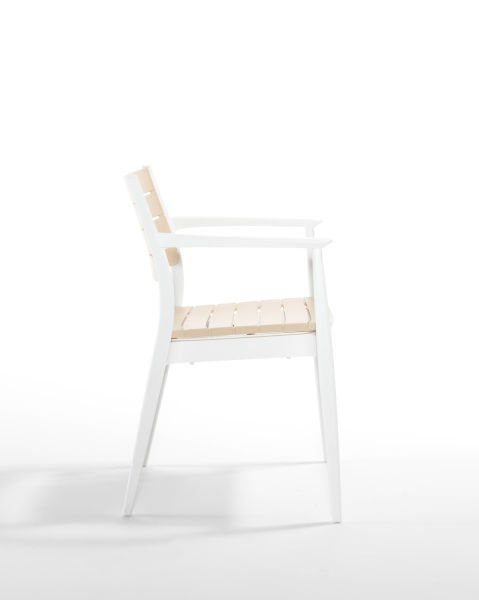 Hafif ve Şık Beyaz Fildişi Bahçe Sandalyesi Pratik ve İstiflenebilir Dış Mekan Mobilyası