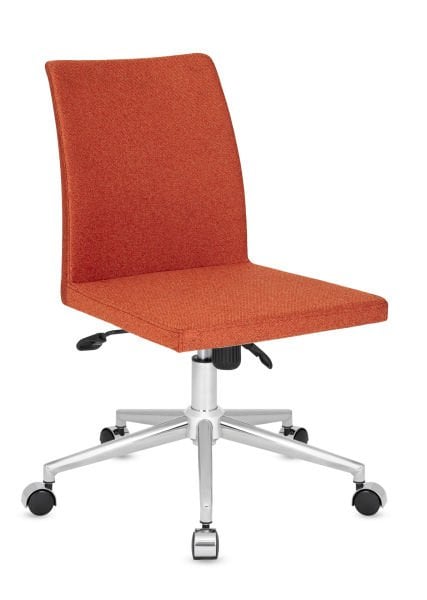 Yonca Modern Ofis Çalışma Sandalyesi - Yükseklik ve Rahatlık Ayarlı, Krom Yıldız Ayaklı, Silinebilir Kiremit Kumaşlı Ergonomik Ofis Personel Sandalyesi