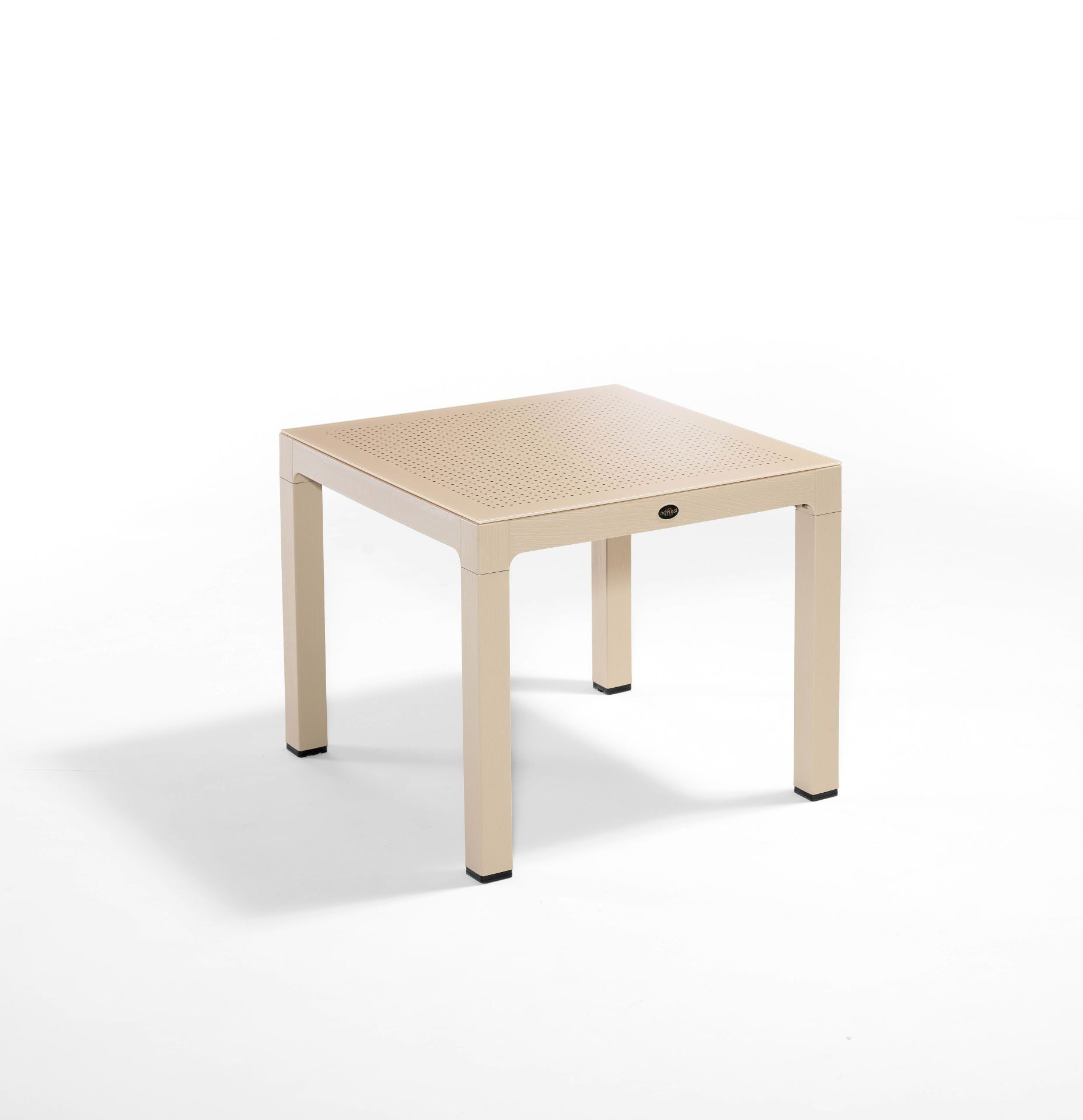 Cappucino Dış Mekan Masası Kare 90x90.cm Noktalı Temperli Fildişi Cam Rattan Bahçe Masa Modeli