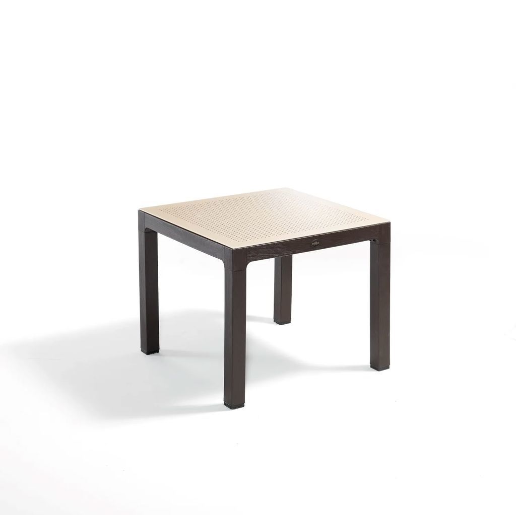 Kahverengi Kare Rattan Bahçe Masası 90x90 Cappuccino Camlı