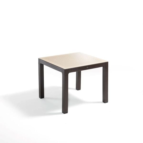 Kahverengi Kare Rattan Bahçe Masası 90x90 Cappuccino Camlı