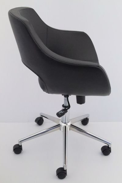 Ultra Siyah Deri Ofis Çalışma Koltuğu