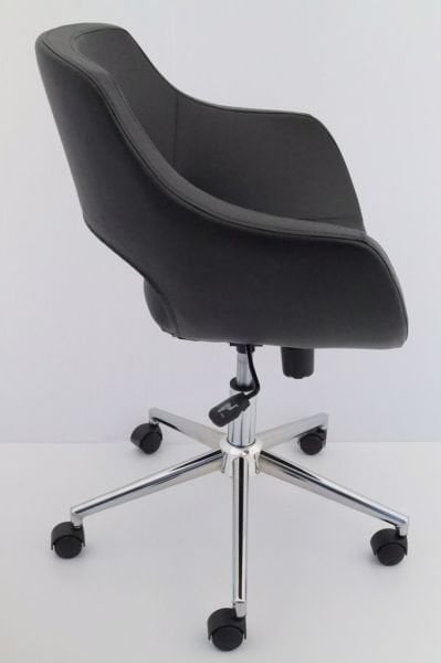 Ultra Siyah Deri Ofis Çalışma Sandalyesi