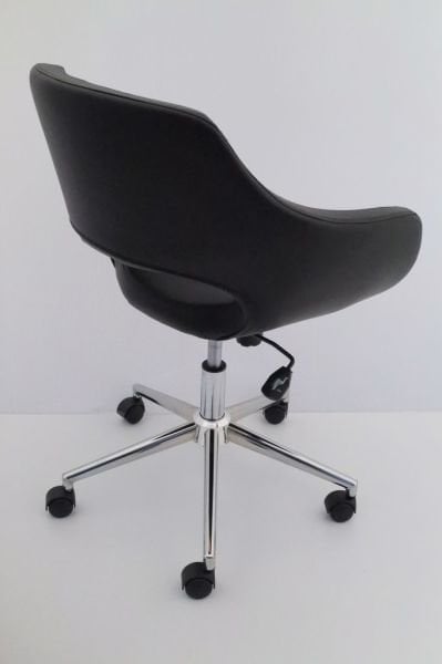 Ultra Siyah Deri Ofis Çalışma Sandalyesi