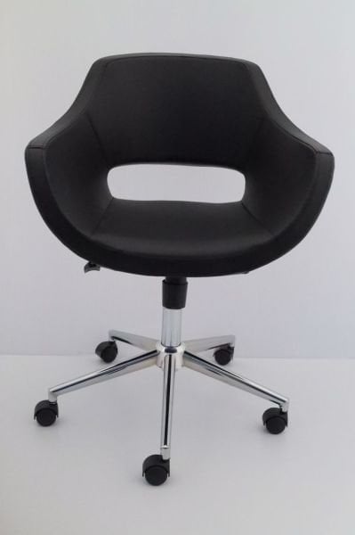 Ultra Siyah Deri Ofis Çalışma Sandalyesi