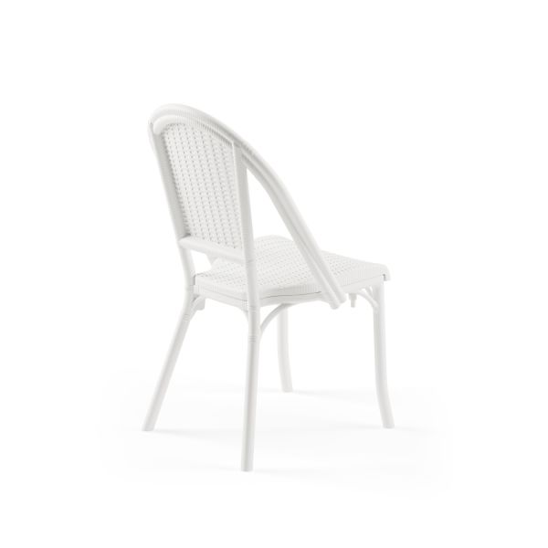 Beyaz Rattan Desenli Plastik Bahçe Sandalyesi