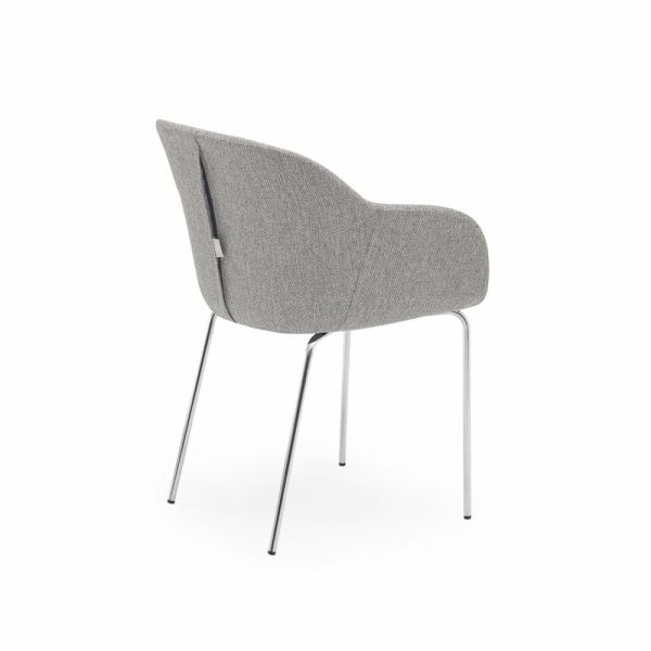 Modern Metal Krom Ayak Açık Gri Kumaş Otel Odası Koltuğu