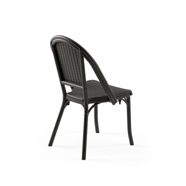 Siyah Rattan Desenli Plastik Bahçe Sandalyesi