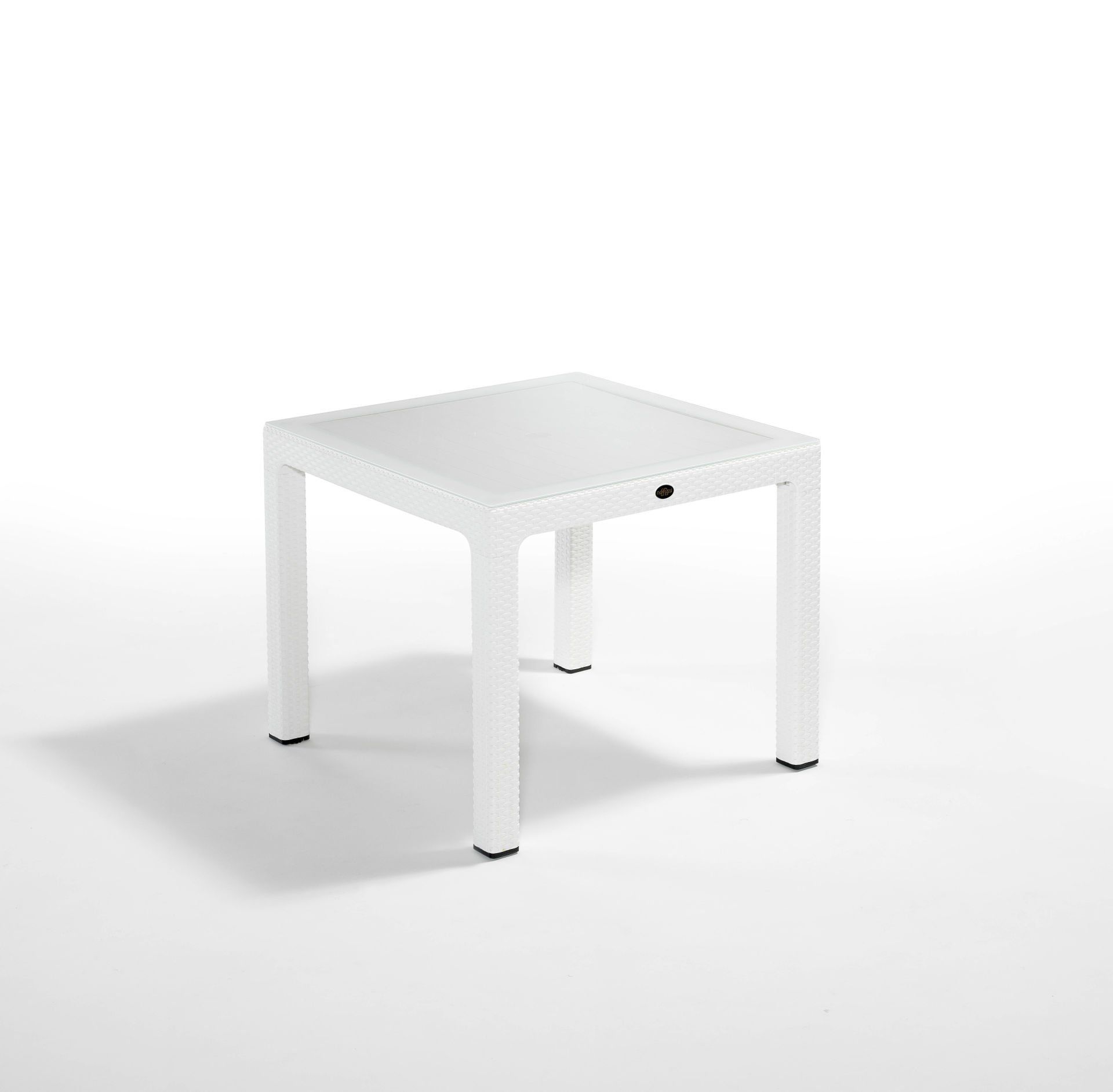 Beyaz Dış Mekan Bahçe Masası 90x90 cm Kare Temperli Camlı Mutfak Otel Restoran Kafe Teras ve Veranda Kullanımı için İdeal