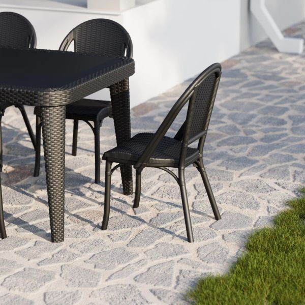 Siyah 6 Kişilik Dış Mekan Bahçe Masa Sandalye Takımı