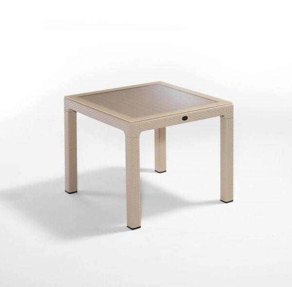 Cappucino Bahçe Masası 90x90 cm Kare Temperli Camlı Mutfak Otel Restoran Kafe Teras Veranda ve Balkon İçin Uygun Dış Mekan Kullanımı