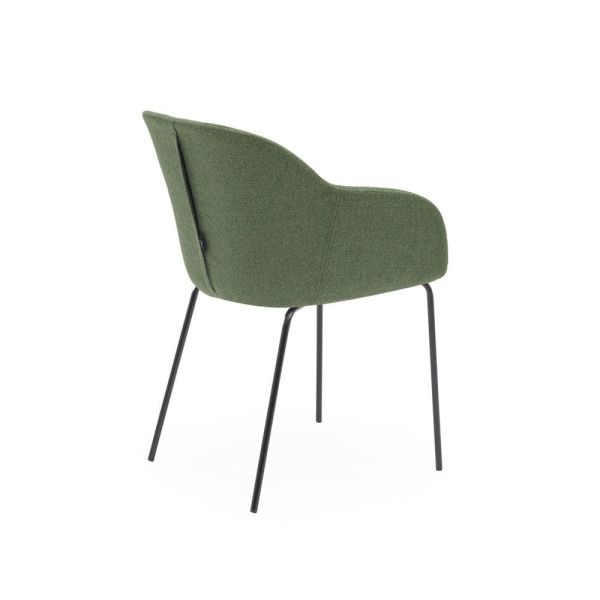 Metal Siyah Boyalı Ayak Yeşil Kumaş Modern Rahat Sandalye Modelleri