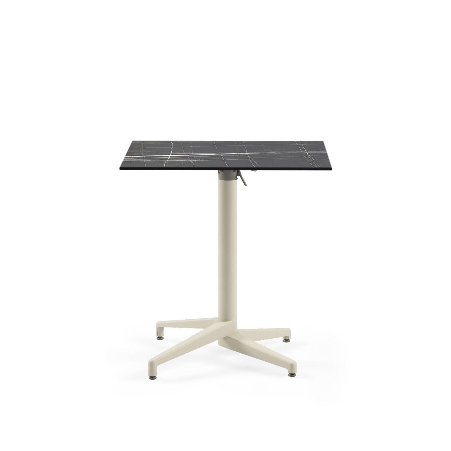 Katlanır Çizilmeye Dayanıklı Siyah Mermer Compact Masa 77x77