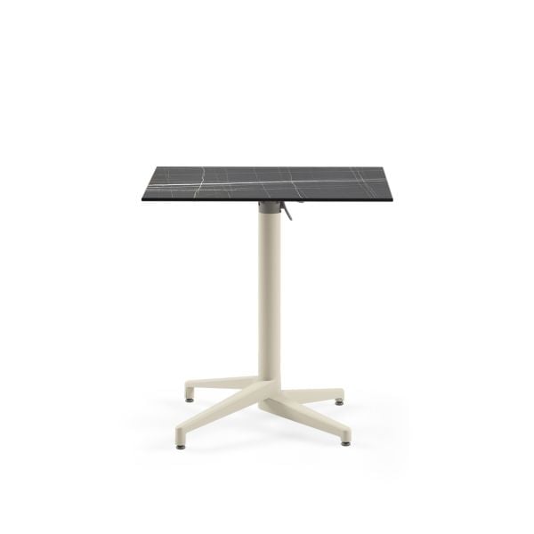 Katlanır Çizilmeye Dayanıklı Siyah Mermer Compact Masa 77x77