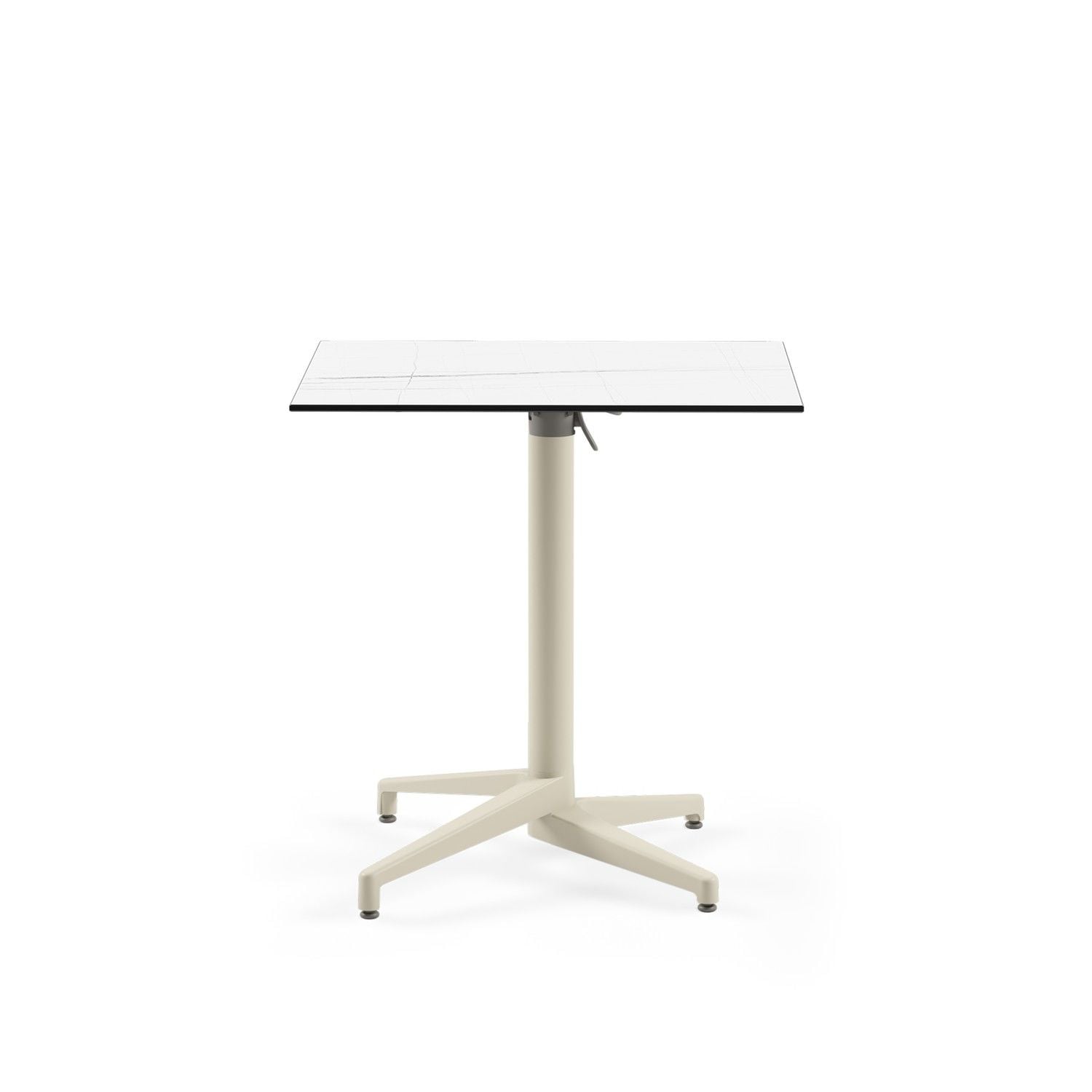 Katlanabilir Beyaz Mermer Compact Masa 77x77