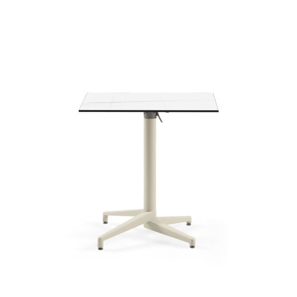 Katlanabilir Beyaz Mermer Compact Masa 77x77