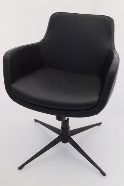 Bulut Siyah Deri Rahat Ofis Bekleme Koltuğu