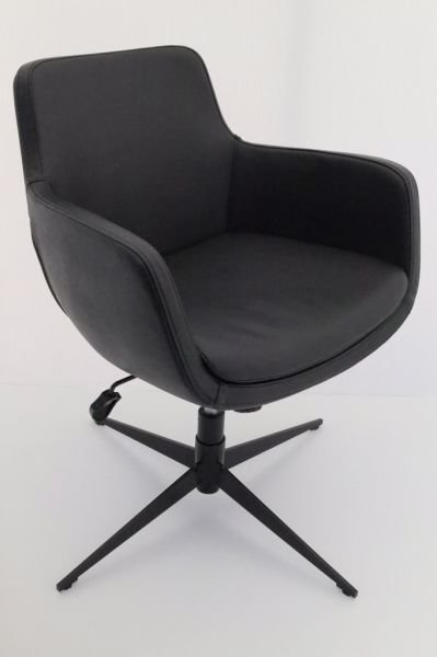 Bulut Siyah Deri Rahat Ofis Bekleme Koltuğu