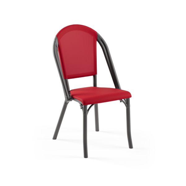 Gövde Antrasit Kırmızı Fileli Dış Mekan Bahçe Sandalyesi