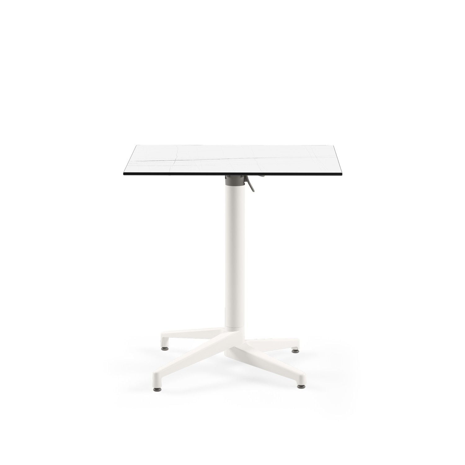 Beyaz Mermer Katlanır Compact Paslanmaz Cafe Masası