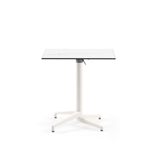 Beyaz Mermer Katlanır Compact Paslanmaz Cafe Masası