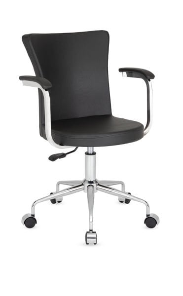 Royal Kollu Siyah Deri Küçük Ofis Çalışma Sandalyesi | Ergonomik, Yükseklik Ayarlı, Tilt Mekanizmalı, Şık ve Konforlu Personel, Sekreter, Ev ve Öğrenci Çalışma Sandalyesi
