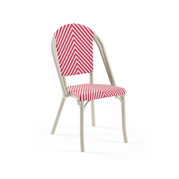 Bej Gövde Kırmızı Beyaz Fileli Dış Mekan Bahçe Sandalyesi