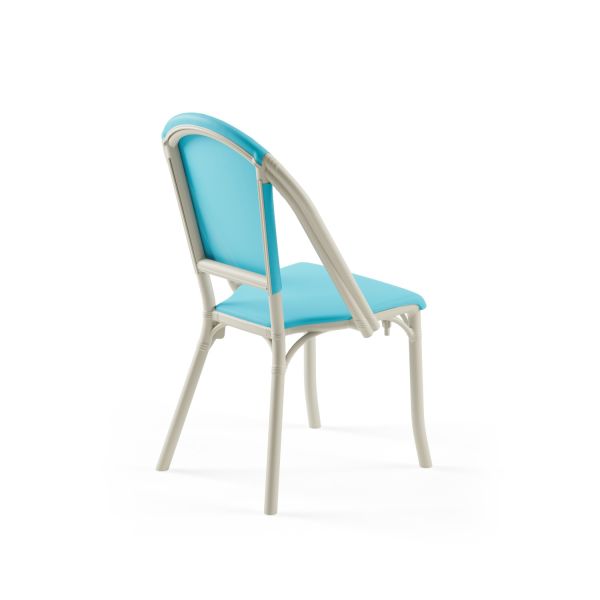 Bej Gövde Turkuaz Mavi Fileli Dış Mekan Bahçe Sandalyesi