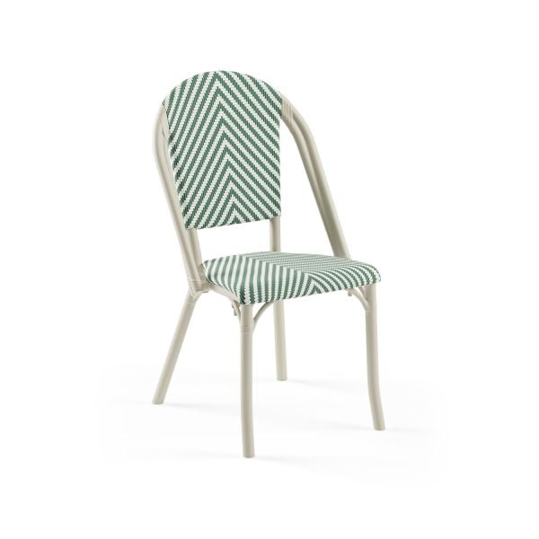 Bej Gövde Yeşil Beyaz Fileli Plastik Bahçe Sandalyesi