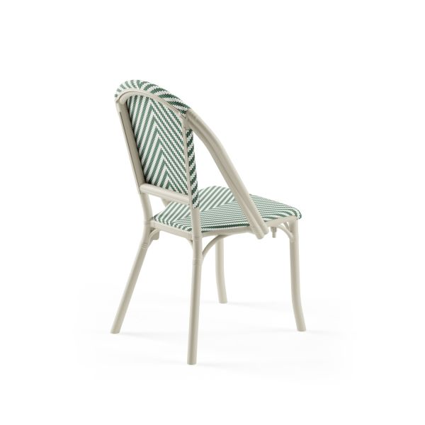 Bej Gövde Yeşil Beyaz Fileli Plastik Bahçe Sandalyesi