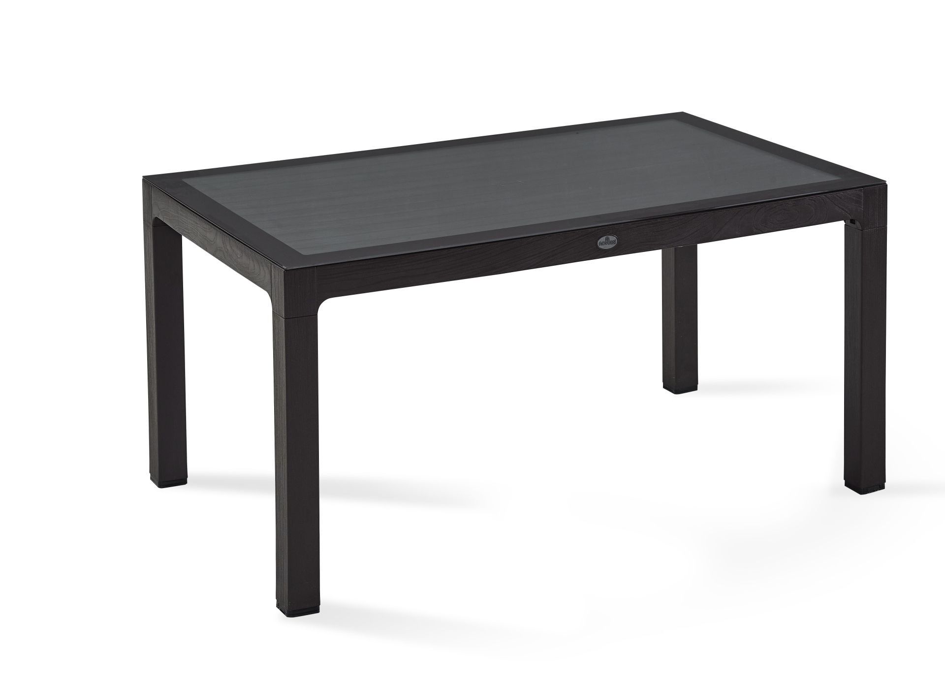 Kahverengi Dış Mekan Bahçe Masası 90x150 cm Dikdörtgen Temperli Şablon Camlı