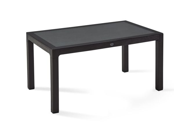 Kahverengi Dış Mekan Bahçe Masası 90x150 cm Dikdörtgen Temperli Şablon Camlı