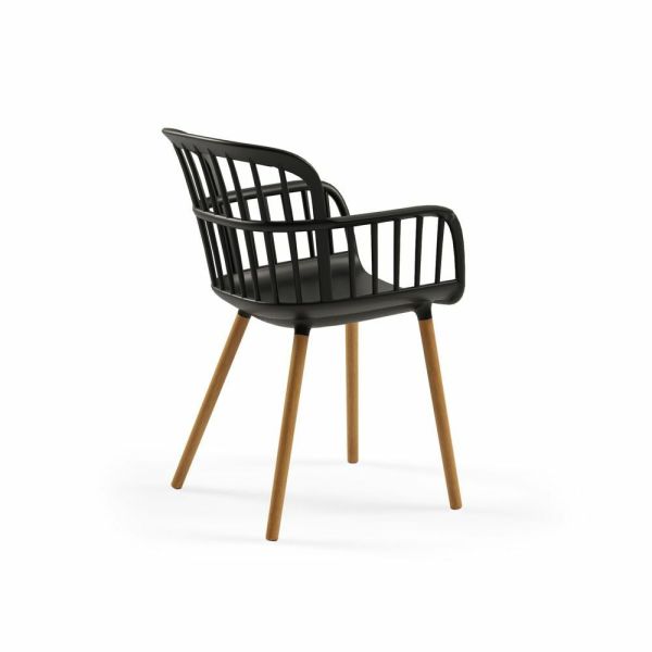 Ahşap Ayak Modern Siyah Sandalye