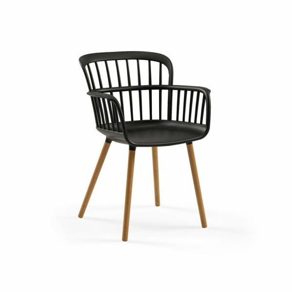 Ahşap Ayak Modern Siyah Sandalye