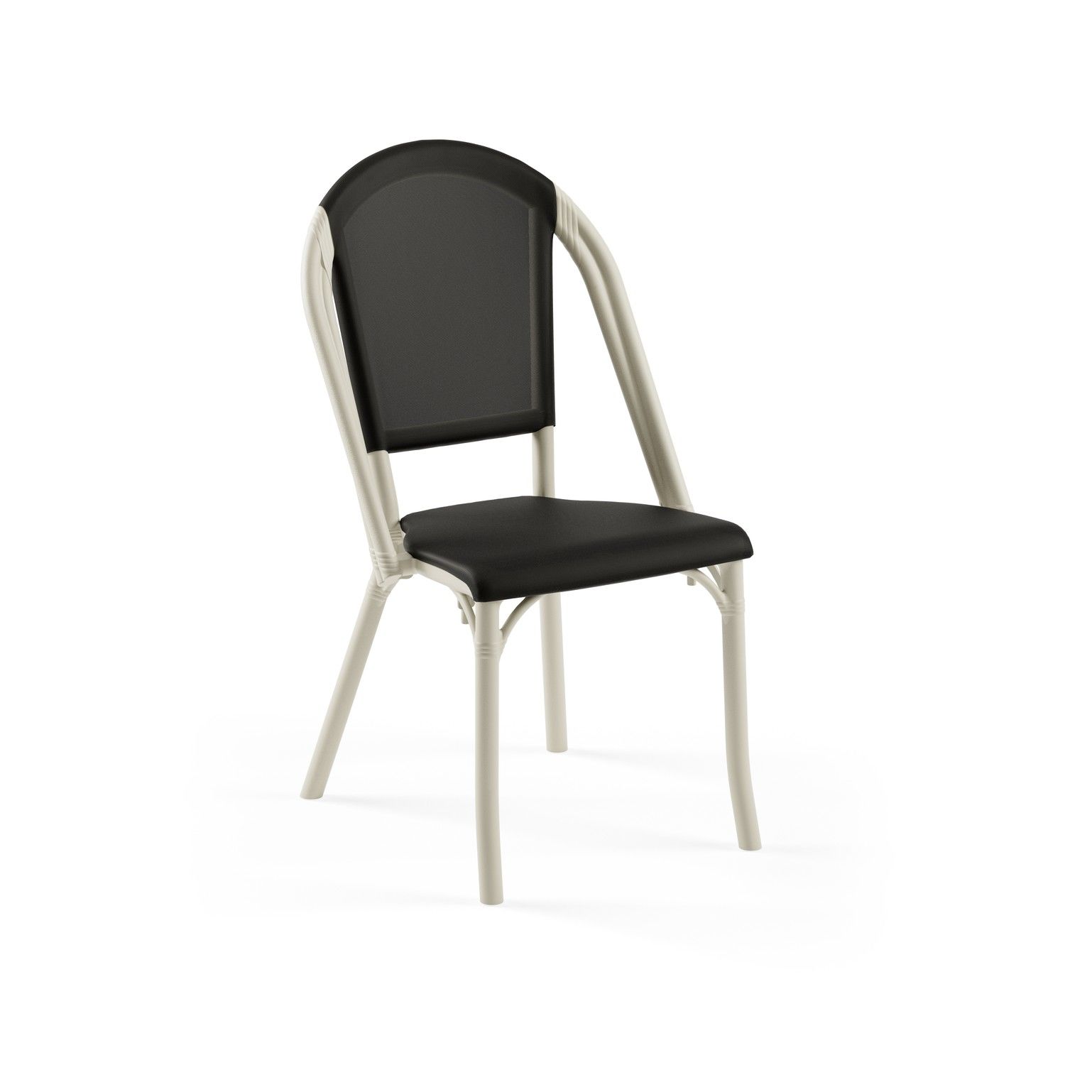 Bej Gövde Siyah Fileli Plastik Dış Mekan Bahçe Sandalyesi