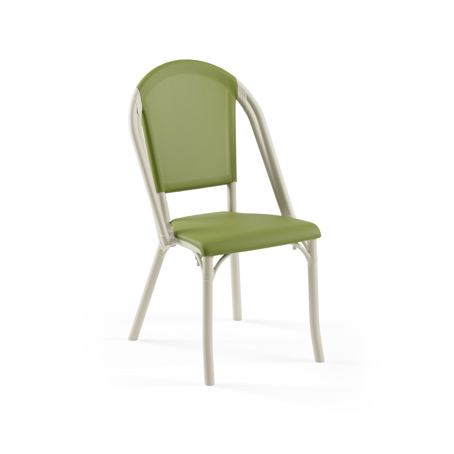 Gövde Bej Yeşil Fileli Plastik Dış Mekan Bahçe Sandalyesi