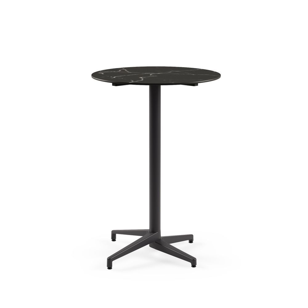 Moon Compact Laminat Bar Masası 60 cm Çap Antrasit Ayaklı Siyah Mermer Desenli Paslanmaz Dış Mekan Bahçe Bar Masası - TSE Belgeli, Dayanıklı ve Şık Tasarım, Ücretsiz Kargo