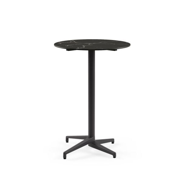 Moon Compact Laminat Bar Masası 60 cm Çap Antrasit Ayaklı Siyah Mermer Desenli Paslanmaz Dış Mekan Bahçe Bar Masası - TSE Belgeli, Dayanıklı ve Şık Tasarım, Ücretsiz Kargo