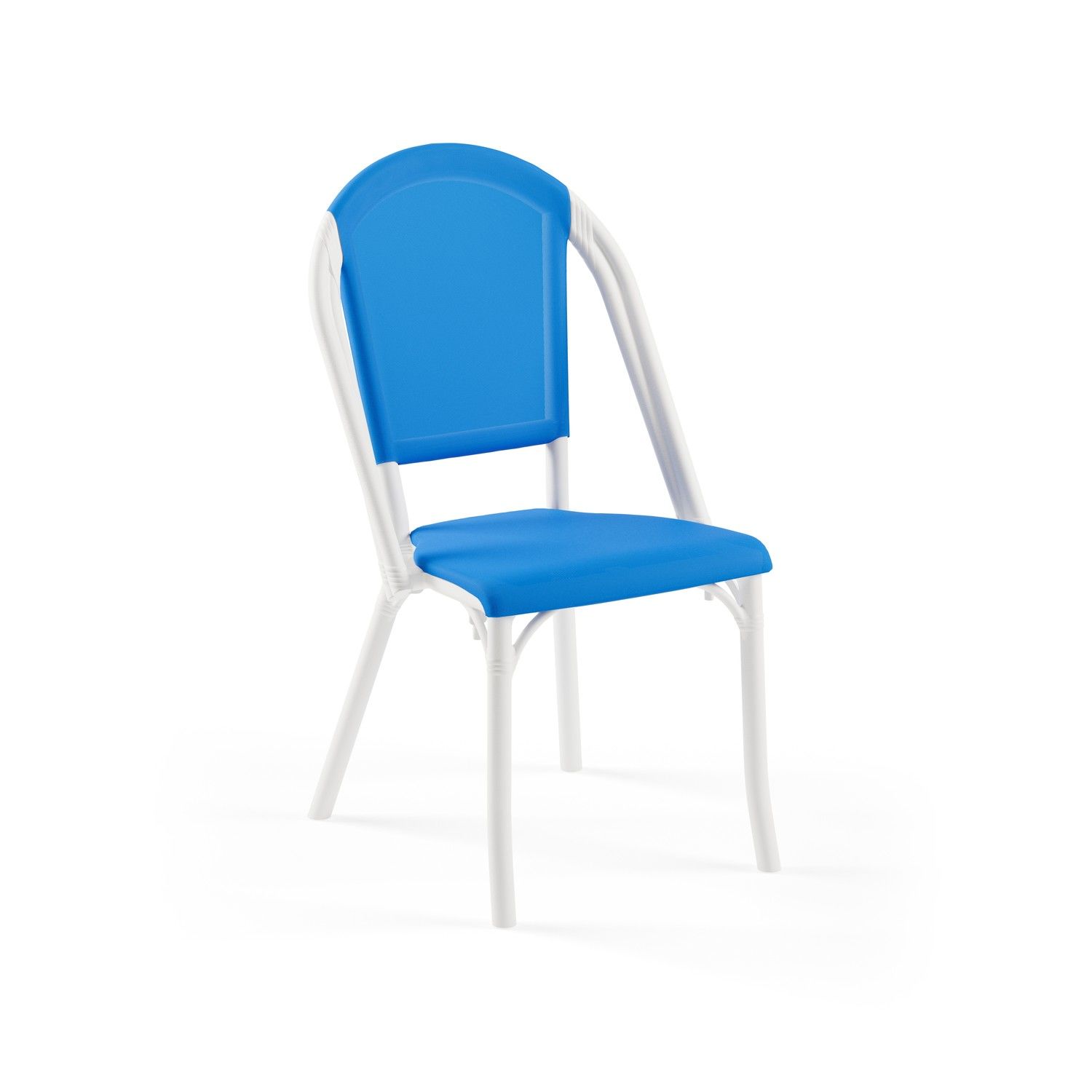 Gövde Beyaz Koyu Mavi Fileli Plastik Dış Mekan Sandalyesi