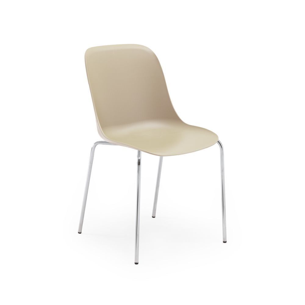 Metal Krom Ayak Modern Bej Mutfak Sandalyesi