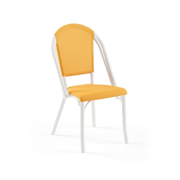 Gövde Beyaz Sarı Fileli Plastik Dış Mekan Sandalyesi